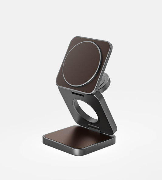 KUXIU X40 Pro 3-in-1 foldable magnetic wireless charger & stand Kit - Leather