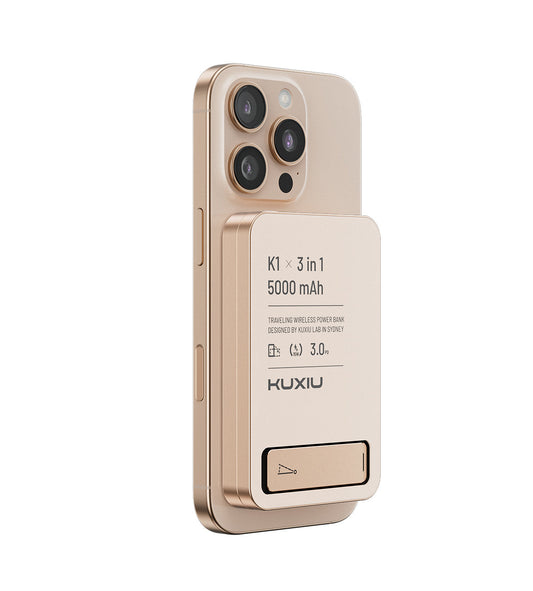 KUXIU K1 15W Fast Charging 3-in-1 MagSafe Power Bank - 5000mAh - Desert Titanium