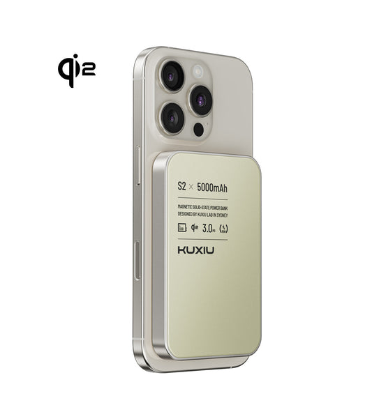 KUXIU S2 Qi2 5000mAh MagSafe Solid-State Power Bank - Natural titanium