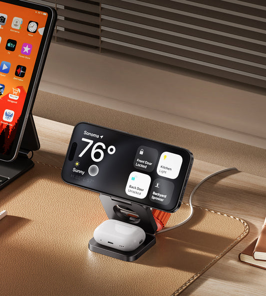 KUXIU X55 3-In-1 Foldable Magnetic Wireless Charger & Stand