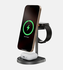 KUXIU 3-Point Power Creative 3-in-1 Magnetic Wireless Charging Stand - Black