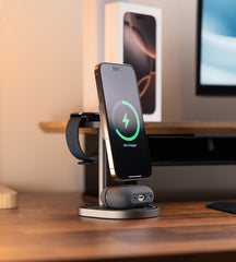 KUXIU 3-Point Power Creative 3-in-1 Magnetic Wireless Charging Stand - Black