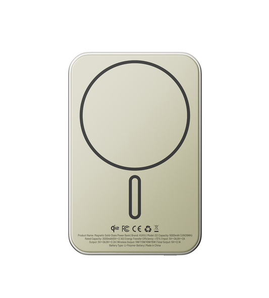 KUXIU S2 Qi2 5000mAh MagSafe Solid-State Power Bank - Natural titanium
