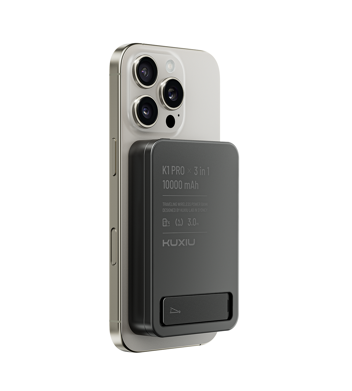 KUXIU K1 15W Fast Charging 3-in-1 MagSafe Power Bank - Black