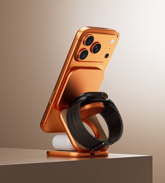 KUXIU X40 Turbo Qi2.2 Certified 25W 3-in-1 MagSafe Foldable Wireless Charging Stand  - Cosmic Orange