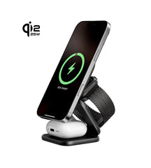 KUXIU X40 Turbo Qi2.2 Certified 25W 3-in-1 MagSafe Foldable Wireless Charging Stand  - Black