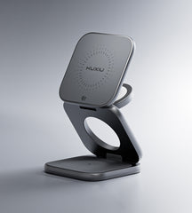 KUXIU X40 Turbo Qi2.2 Certified 25W 3-in-1 MagSafe Foldable Wireless Charging Stand - Gray