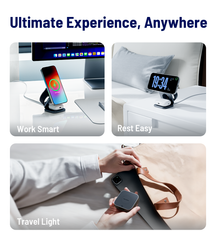 KUXIU X40 Turbo Qi2.2 Certified 25W 3-in-1 MagSafe Foldable Wireless Charging Stand - Gray