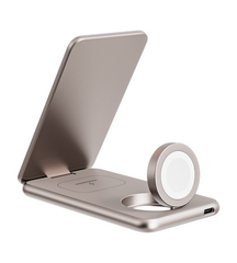 KUXIU X41Q Qi2 Certified 3-in-1 MagSafe Foldable Charging Stand - Desert Titanium