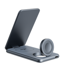 KUXIU X41Q Qi2 Certified 3-in-1 MagSafe Foldable Charging Stand - Gray